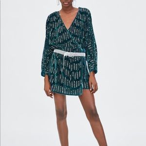 NYE Zara sequin wrap dress